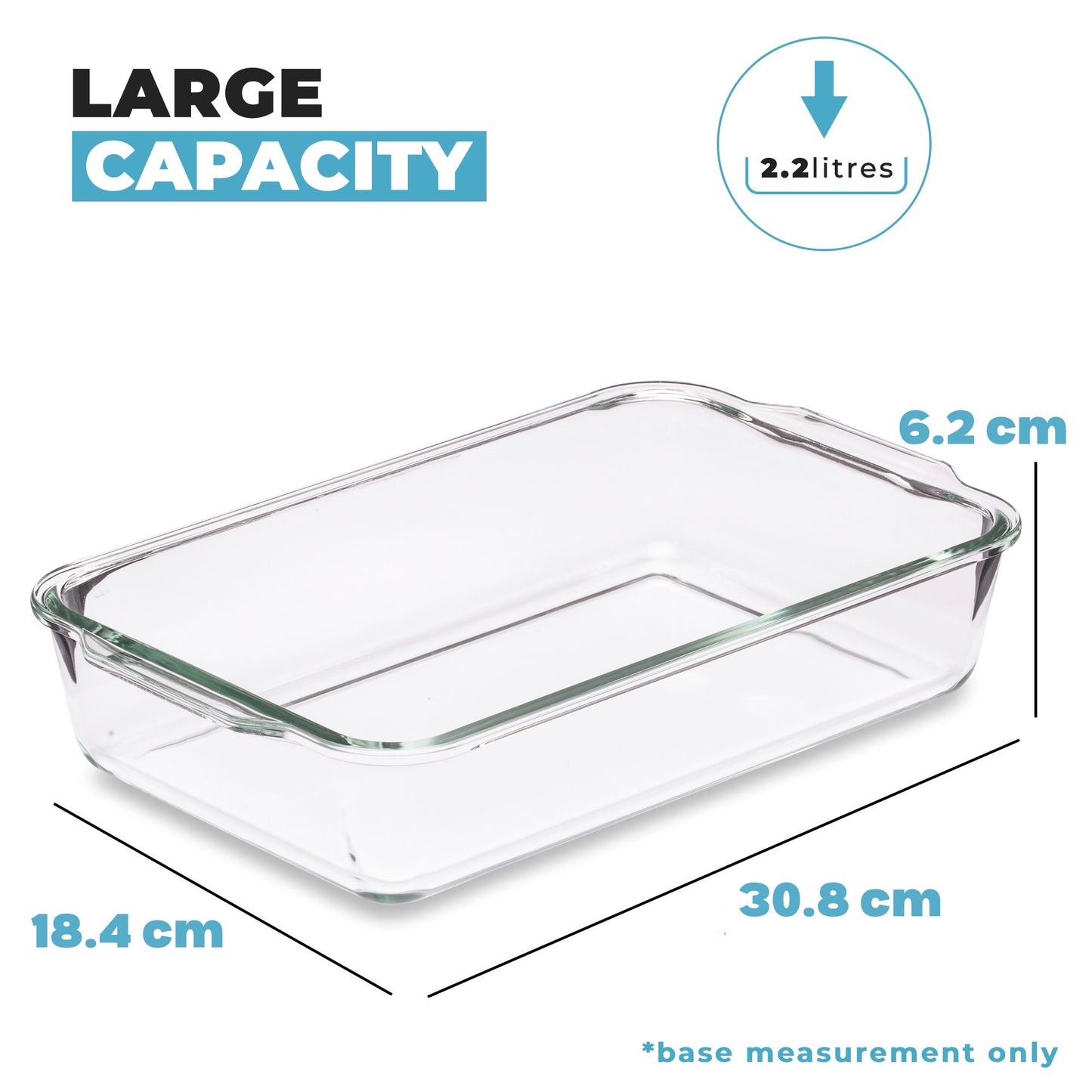 Piatto per lasagne in vetro con coperchio - 2,2 litri
