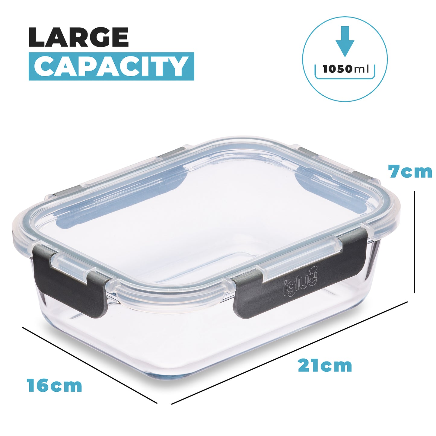 Contenitori in vetro con coperchi a scatto da 1050 ml - Confezione da 3