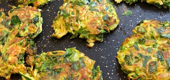 Courgette and spinach fritters
