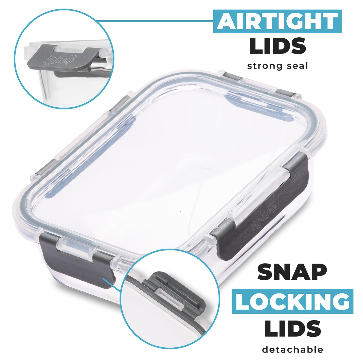 Glass Food Storage Containers with Airtight Lids - 640ml - 5 Pack