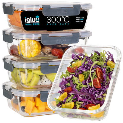 Glass Containers with Snap Lock Lids 1050ml