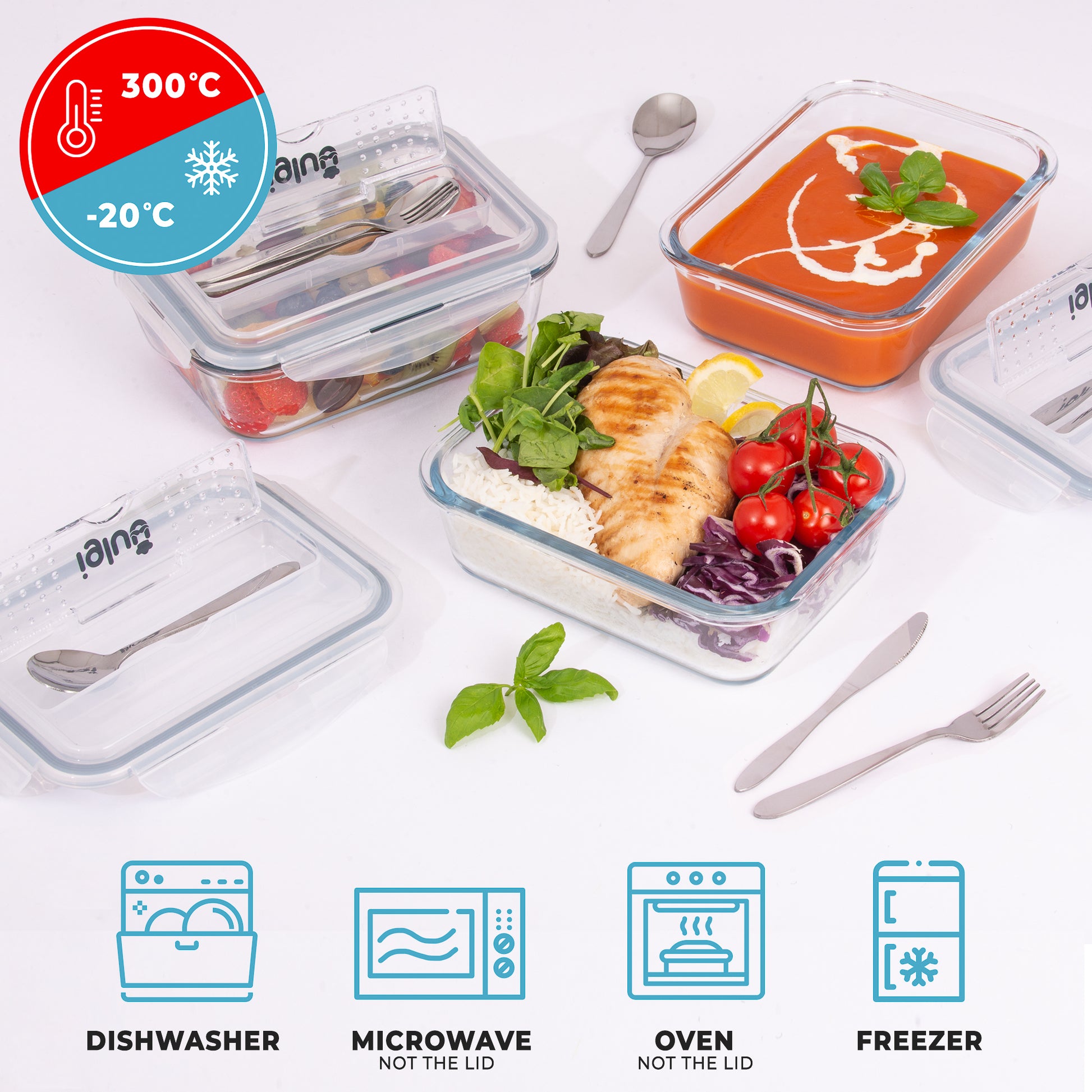 Round Glass Meal Prep Containers with Locking Lids - 3 Pack – Igluu Meal  Prep