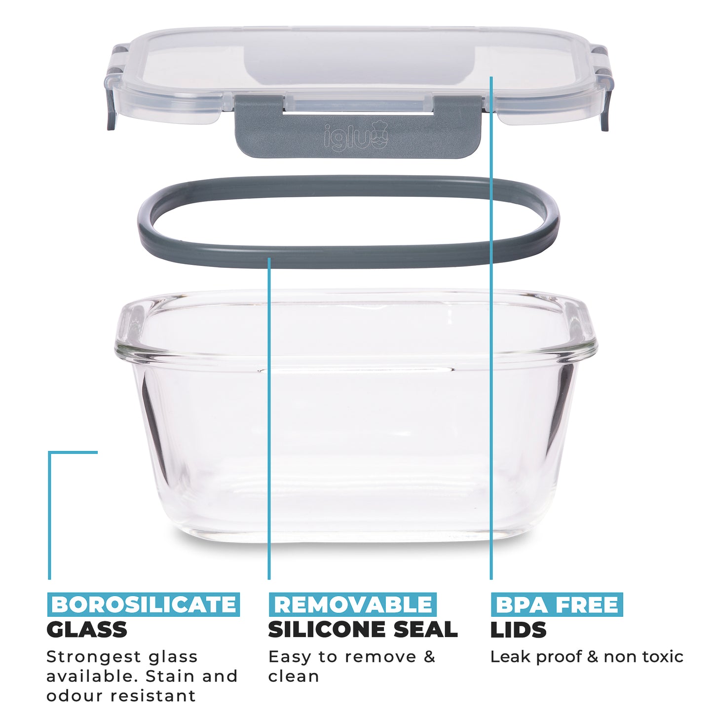 Square Stackable Glass Containers - 3 Pack